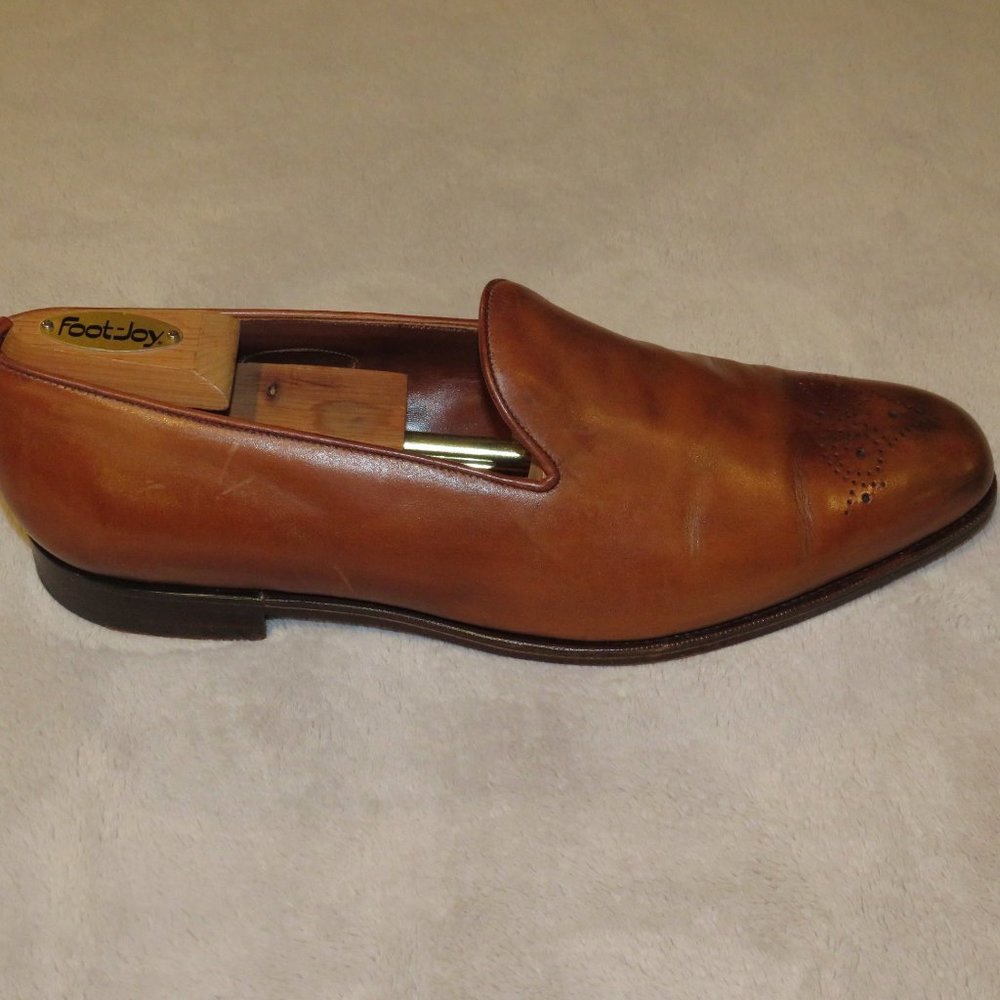 Edward Green Bamford Edwardian Antique Brown Leather Wholecut Loafers 11.5 - Picture 2 of 12